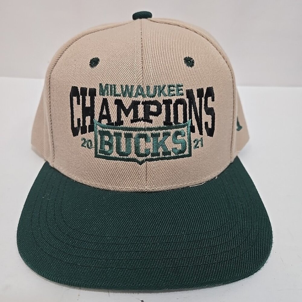 Milwaukee Bucks 2021 NBA Finals Champions Adjustable Green and Tan Snapback